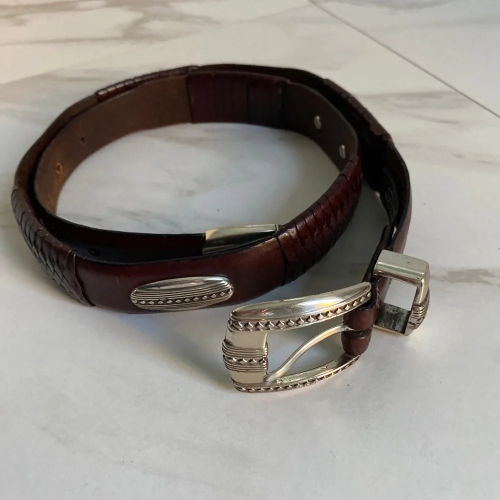 ❌SOLD❌Brighton Brown Leather Belt Mens sze 34 98057 Conchos Silver Tone - Picture 13 of 15